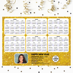 2024 - 2029 Calendar Corporate Logo Gold Magnetic