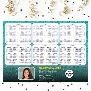 2024 - 2029 Calendar Corporate Logo Green Magnetic