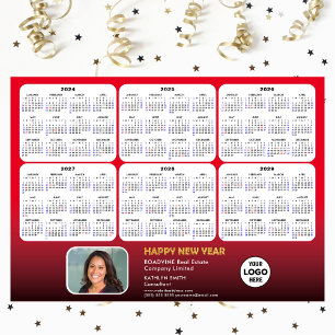 2024-2029 Calendar Magnet Business Logo Photo RED