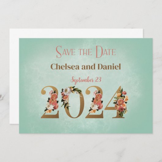 2024 Aangepast huwelijk sparen de Datum Kaart (Voorkant / Achterkant)