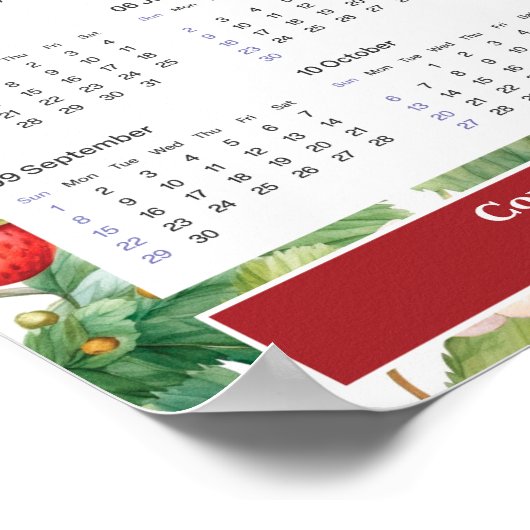 2024 Aardbeien aangepaste kalender Poster (Hoek)
