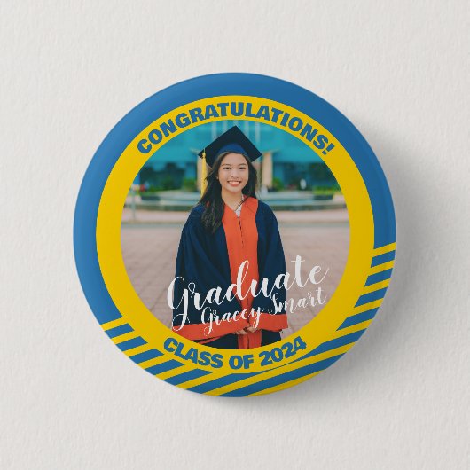 2024 Afstuderen Button - Blauw/Goud (Voorkant)