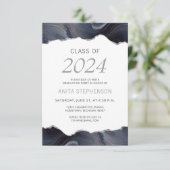 2024 Afstuderen Foto Blauw Grijs Agaat Uitnodiging (Staand voorkant)