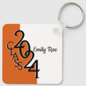 2024 Afstuderen Keepsake Foto Sinaasappel en zwart Sleutelhanger (Achterkant)