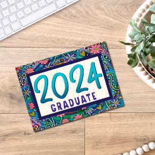 2024 Afstuderen Leuk Bloemen Uniek Meisje Afstuder Kaart
