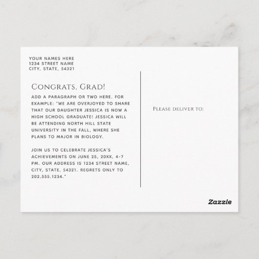 2024 Afstuderen Modern Script Naam Foto Afstuderen Briefkaart (Achterkant)