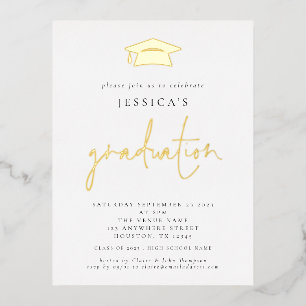 2024 Afstuderen Mortar Board Afstudeerder Pet Luxe Folie Uitnodiging Briefkaart