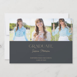 2024 Afstuderen scriptnaam Grey Graduation Party Kaart