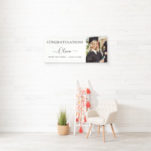 2024 Afstuderen Zwart Goud High School College Spandoek (Insitu)