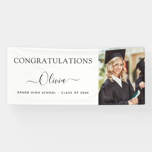 2024 Afstuderen Zwart Goud High School College Spandoek (Horizontaal)