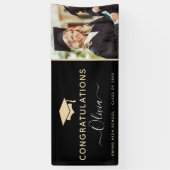 2024 Afstuderen Zwart Goud High School College Spandoek (Verticaal)