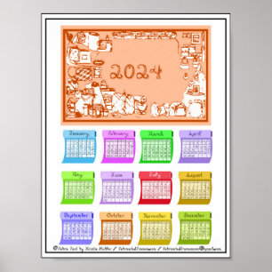 2024 Agenda Boutons Tissu Police Couture Imprimabl Poster