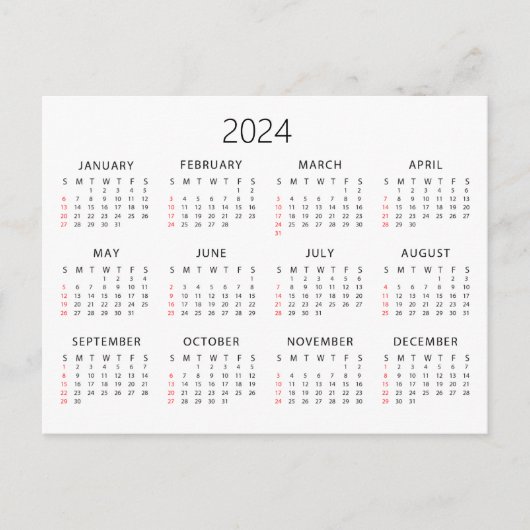 2024 Agenda  Briefkaart (Voorkant)