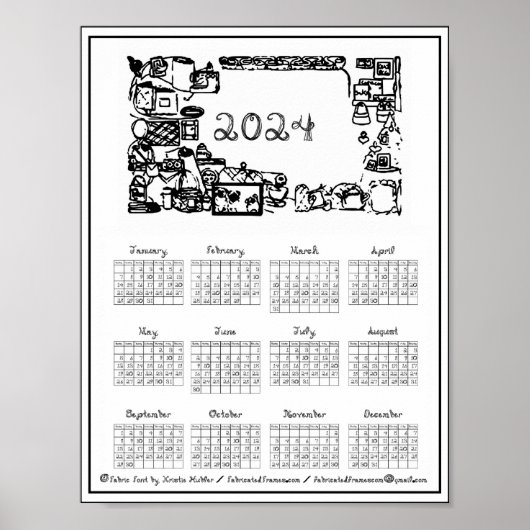 2024 Agenda Stof Lettertype Stofframeframes Print (Voorkant)