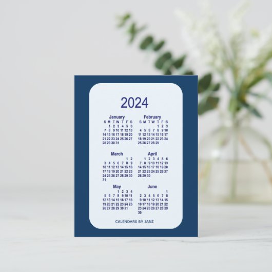 2024 Alice Blue 6 Month Mini Calendar van Janz Briefkaart (Staand voorkant)