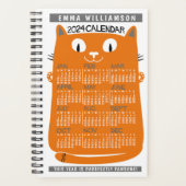 2024 Année Calendrier Mensuel Mi-siècle Orange Cha (Devant)