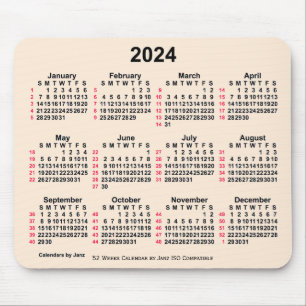 2024 Antique White 52 Weken ISO Kalender van Janz Muismat