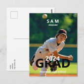 2024 Baseball Foto Afstuderen Aankondiging Briefkaart (Voorkant / Achterkant)