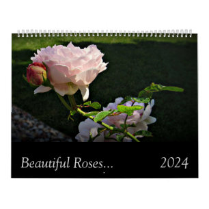 2024 Beaux Roses de deux pages Calendrier grand mu