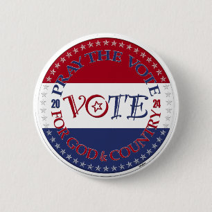 2024 Bid Het Vote Voor God en Land VOTE Script Ronde Button 5,7 Cm