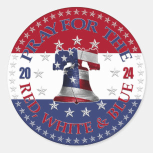 2024 Bid voor de rode, witte en blauwe Liberty Bel Ronde Sticker
