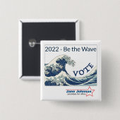 2024 Blue Wave aanpasbare campagneknop Vierkante Button 5,1 Cm (Voorkant /achterkant)