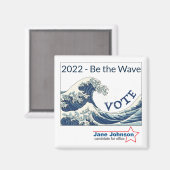 2024 Blue Wave aanpasbare campagnemagnemagneet Magneet (Voorkant / Achterkant)