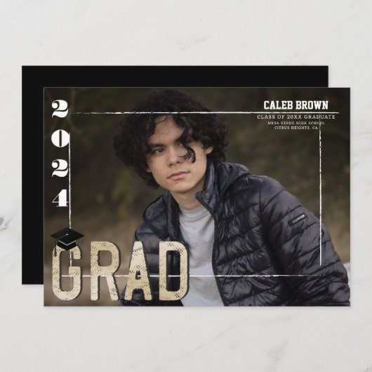 2024 Border Afstudeerder Afstuderen Foto Aankondig Kaart (Voorkant / Achterkant)