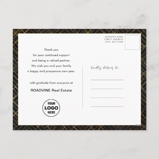 2024 Business 2 Foto Modern Goud Script Kalender Feestdagenkaart (Achterkant)