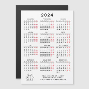 2024 Business Logo Kalender Magneet Wit Zwart Rood