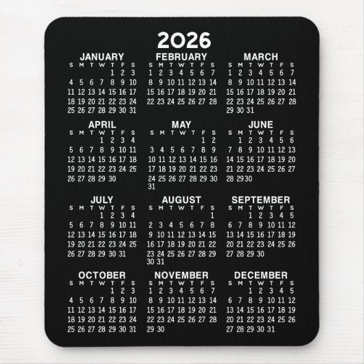 2024 Calendar - black background - Vertical Muismat (Voorkant)