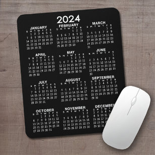 2024 Calendar - black background - Vertical Muismat