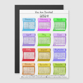 2024 Calendar Fabrics Fabric Font U bent uitgenodi Magnetische Uitnodiging (Voorkant / Achterkant)