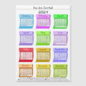 2024 Calendar Fabrics Fabric Font U bent uitgenodi Magnetische Uitnodiging (Voorkant)