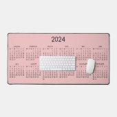 2024 Calendrier Arrière - plan couleur rose bébé (Clavier et souris)