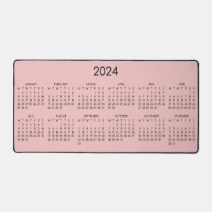 2024 Calendrier Arrière - plan couleur rose bébé