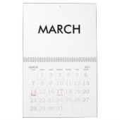 2024 Calendrier Blanc Avec Vacances Nombres Grands (Mar 2027)