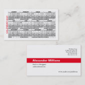 2024 Calendrier Classic Carte de visite Red Stripe (Devant / Derrière)