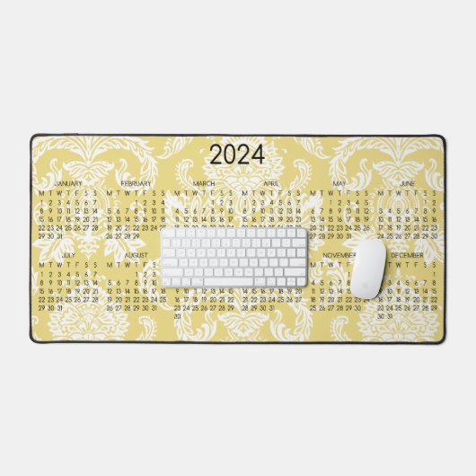 2024 Calendrier Damask Flax Simple couleur complèt (Clavier et souris)