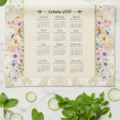 2024 Calendrier Épervier de serviette avec Fleurs  (Plié)