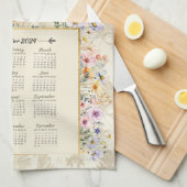 2024 Calendrier Épervier de serviette avec Fleurs  (Quart Plié)
