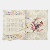 2024 Calendrier Épervier de serviette avec Fleurs  (Horizontal)
