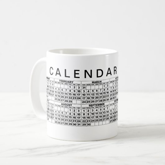 2024 Calendrier Mug noir blanc (Devant gauche)