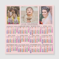 2024 Calendrier Pink Family Photo Collage Magnet