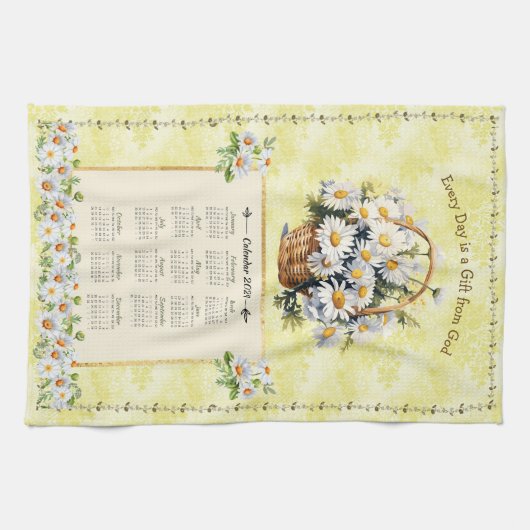 2024 Calendrier Serviette Jaune Daisy Don de Dieu (Horizontal)