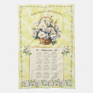 2024 Calendrier Serviette Jaune Daisy Don de Dieu