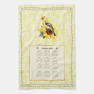 2024 Calendrier Serviette Jaune Goldfinch