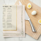 2024 Calendrier Serviette Robin Oiseau Pêcher Dama (Quart Plié)