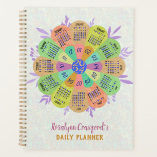2024 Calendrier Unique Boho Retro Flower Nom perso