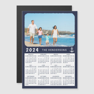 2024 Calendrier Votre Photo Marine Bleue Magnet